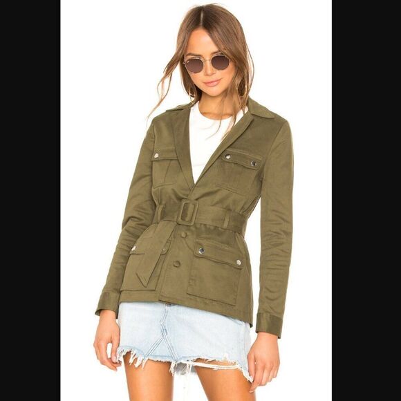 *missing two buttons* Revolve x SuperDown Trista Belted Jacket in Olive | Size S - Picture 2 of 12